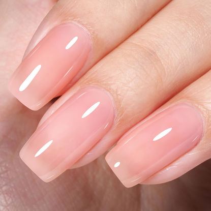 Picture of AILLSA Nude Gel Polish Natural Pink Jelly Gel Nail Polish Marshmallow Pink Light Color Translucent Gel Polish Baby Pink Neutral Soak Off U V Gel Nail for French Manicure & Home Salon 0.51 Oz GB68