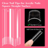 Picture of Lionvison Square Nail Tips NO C Curve, XL Clear Nail Tips for Acrylic Nails Professional, Long Nail Tips Straight Flat Pre Shaped Half Cover False Nails French Tips for Nail Salon Home DIY, 12 Sizes