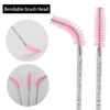 Picture of Tbestmax 300 Pcs Disposable Spoolies, Mascara Wand Eyelashes Brushes Applicator for Eyebrow Eye Lash Extension Black Stick Pink Head