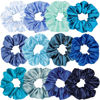 Picture of Sufermoe 12 Pcs Satin Silk Hair Scrunchies, Assorted Blue, 4.5 Inch Hair Ties for Women Girls