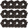 Picture of 12 Pcs Satin Silk Scrunchies - Soft Hair Ties, Fashion Bands, Bows, Ropes, Elastic Bracelets, Ponytail Holders Hair Accessories for Women and Girls (4.5 Inch, Black)