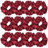 Picture of 12 Pcs Satin Silk Scrunchies Soft Hair Ties Fashion Hair Bands Bow Ropes Elastic Bracelet Ponytail Holders for Women and Girls (4.5 Inch, Wine Red)