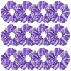 Picture of 12 Pcs Satin Silk Hair Scrunchies Soft Hair Ties Fashion Hair Bands Hair Bow Ropes Hair Elastic Bracelet Ponytail Holders Hair Accessories for Women and Girls (4.5 Inch, Purple)