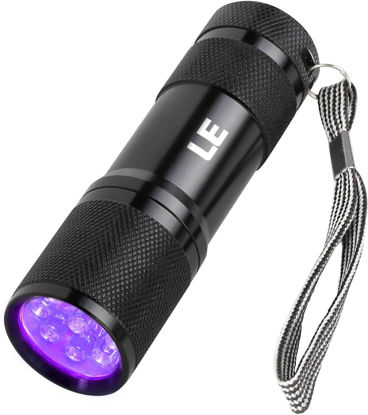 Picture of Lighting EVER Black Light Flashlight, Small UV Lights 395nm, Portable Ultraviolet Light Detector for Invisible Ink Pens, Dog Cat Pet Urine Stain, AAA Batteries Included