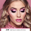 Picture of evpct 1Pcs Rose Pink Metallic Shine Shimmer Lip Liner and Lipstick Combo Set Kit for Women, DNM Lightweight Hydrating Formula High Impact Full Coverage Lipstick and Lip Liner Makeup Stains Gloss, 21#