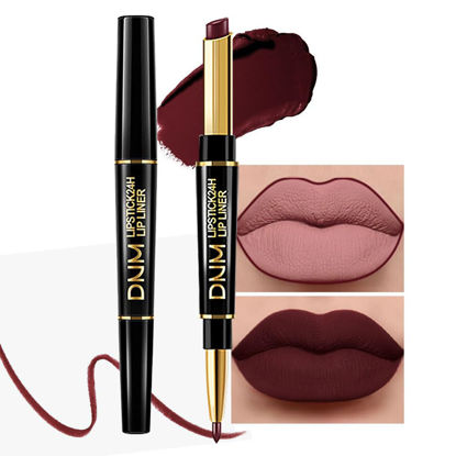 Picture of evpct 1Pcs Dark Deep Red Lip Liner and Lipstick Set Kit for Women DNM Matte Lips Kit with Lip Liner Lip Stains Long Lasting Waterproof 24 Hour Lipstick and Lip Liners Combo Lipliners Pencil Set 15#