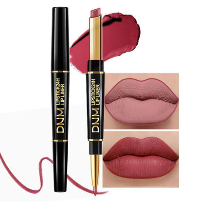 Picture of evpct 1Pcs Mauve Red Lip Liner and Lipstick Set Kit for Women DNM Matte Lips Kit with Lip Liner Lip Stains Long Lasting Waterproof 24 Hour Lipstick and Lip Liners Combo Lipliners Pencil Set 13#