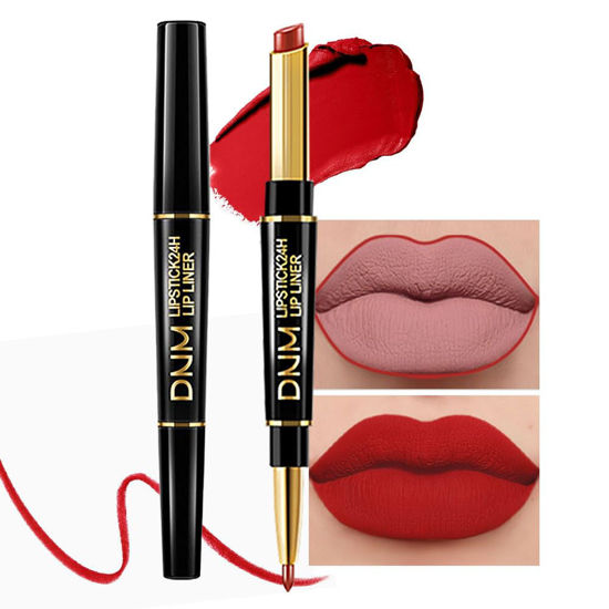 Picture of evpct 1Pcs Ruby Red Lip Liner and Lipstick Set Kit for Women DNM Matte Lips Kit with Lip Liner Lip Stains Long Lasting Waterproof 24 Hour Lipstick and Lip Liners Combo Lipliners Pencil Set 14#