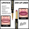 Picture of evpct 1Pcs Light Plum Rose Matte Lip Liner and Lipstick Combo Set Kit for Women, DNM Magic Neutral Lipstick 24 Hours Original Lipstick and Lips Liner Pencil Stain Makeup Long Lasting Waterproof, 24#