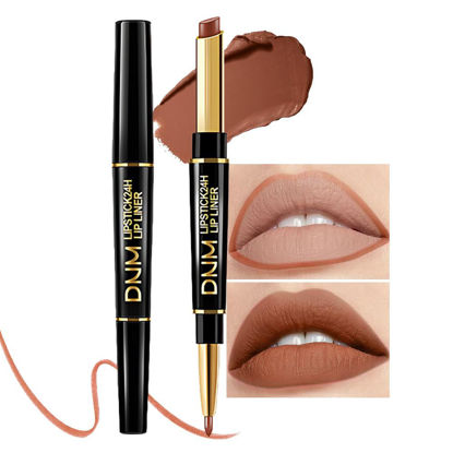 Picture of evpct 1Pcs Brown Matte Lip Liner and Lipstick Combo Set Kit for Women, DNM Magic Neutral Lipstick 24 Hours Original Lipstick and Lips Liner Pencil Stain Gloss Plumper Makeup Long Lasting Waterproof 38