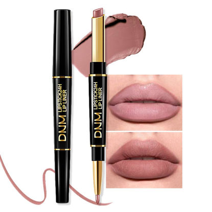 Picture of evpct 1Pcs Light Nude Beige Matte Lip Liner and Lipstick Combo Set Kit for Women, DNM Magic Neutral Lipstick 24 Hours Original Lipstick and Lips Liner Pencil Stain Makeup Long Lasting Waterproof, 23#