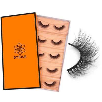 Picture of DYSILK Wispy Lashes False Eyelashes - Mink Lashes 5 Pairs 6D Faux Eyelash Extension False Eyelashes Mink Lash Natural Look Fake Eyelash Reusable Strip Lash Kit | Wispy-10-15mm