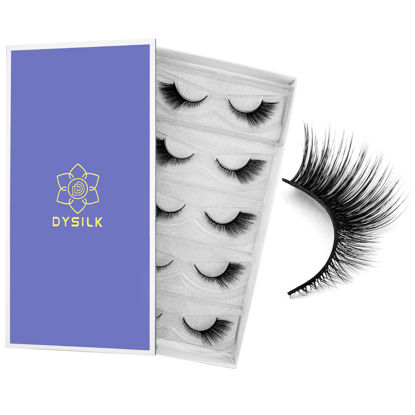 Picture of DYSILK Eyelashes Mink Lashes - False Eyelashes Fake Lashes 5 Pairs 6D Lashes Cat Eye Fake Eyelashes Strip Lashes Reusable Faux Mink Eyelashes Lash Extension Kit | Angel 4mm-17mm