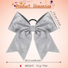 Picture of 2 Packs Jumbo Cheerleading Bow 8 Inch Cheer Hair Bows Large Cheerleading Hair Bows with Ponytail Holder for Teen Girls Softball Cheerleader Outfit Uniform (Silver)