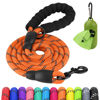 Picture of Joytale 6/5/4 FT Leashes for Large Medium Breed Dogs, Heavy Duty Nylon Braided Rope Dog Leash, Comfortable Padded Handle Strong Leashes with Poop Bags and Dispenser, Orange, 6'×1/2''