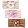 Picture of MIUXUESO 3 Pcs Baby Flower Headbands Baby Girls Nylon Headbands Soft Hairbands Hair Accessories for Newborn Infant Toddler Kids (Beige,Pink,Brown)