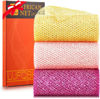 Picture of 3 Piece Bright Style African exfoliating net Exfoliating Shower Set Long Bath Sponges for Smooth, Refreshed Skin, The Exterior Gleams - Ideal for Daily Use (Bright Yellow, Pink, Purple)