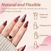 Picture of UNA GELLA Medium Almond Gel Nail Tips Half Matte 312pcs Almond Gel x Nails No C Curve Clear Almond False Fake Nails Effective Nail Extensions for DIY Art Salon-Level Press On Nails, 12 Sizes