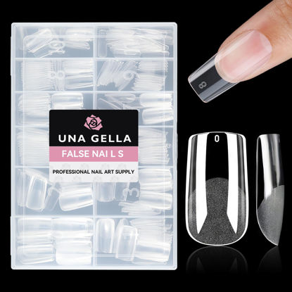 Picture of UNA GELLA Medium Square Gel Nail Tips Half Matte 312pcs Medium Square Gel x Nails Full Cover False Acrylic Nails Tips for Press On Nails DIY Art Salon Nail Extensions, 12 Sizes