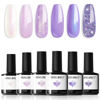 Picture of modelones Purple Glitter Gel Nail Polish Set, 6 Colors Shimmer Violet Mermaid Gel Polish Cat Eye Sparkle gel nail Soak Off Led Nail Gel Polish for Women Girl DIY Nail Art Gift