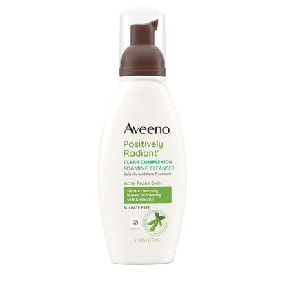 Picture of Aveeno Clear Complexion Foaming Oil-Free Facial Cleanser with Soy Extract & 0.5% Salicylic Acid, Acne Treatment Face Wash for Acne-Prone Skin, Sulfate-Free & Hypoallergenic, 6 fl. oz