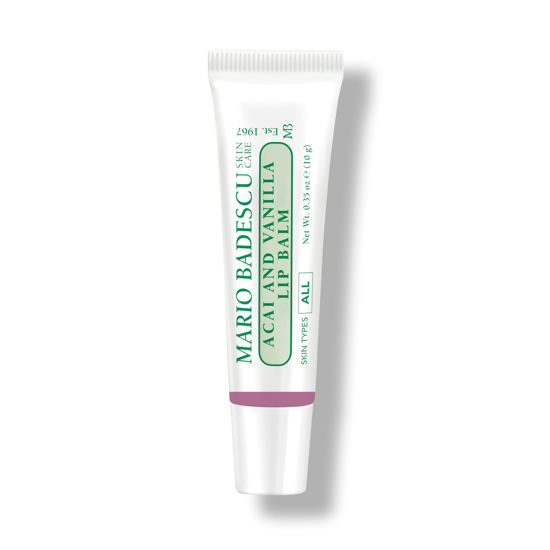 Picture of Mario Badescu Moisturizing Acai and Vanilla Lip Balm for Dry Cracked Lips, Infused with Coconut Oil and Shea Butter, Ultra-Nourishing Lip Care Moisturizer for Soft, Smooth and Supple Lips, 0.35 Oz