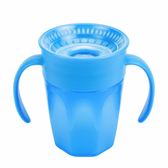 Picture of Dr. Brown's Milestones Cheers 360 Cup Spoutless Transition Cup with Handles for Easy Grip and Leak-Free Learning, Blue, 7 oz/200 mL