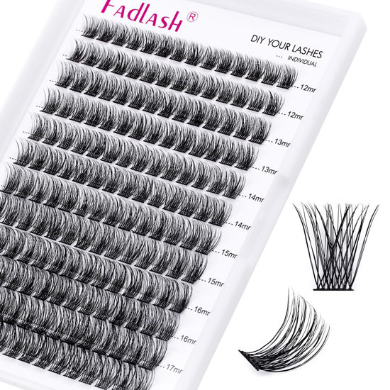 Picture of Individual Lashes 168pcs D Curl Lash Clusters Mixed Length Individual Lash Extensions Cluster Lashes DIY Lash Extension Supplies Eyelash Clusters (F3-0.07D, 12-18mm)