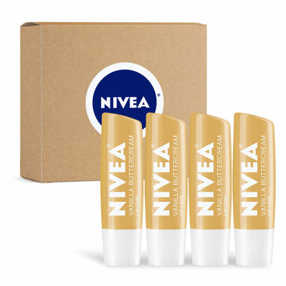 Picture of NIVEA Vanilla Buttercream Lip Care - All Day Moisturizing Lip Balm for Soft Lips - Pack of 4