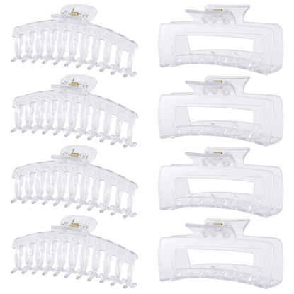 Picture of LuSeren 8 Pack ClearHair Clips for Women 4.3 Inch Large Hair Claw Clips for Women Thin Thick Curly Hair, Big Banana Clips,Strong Hold jaw clips