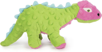 Picture of goDog Dinos Spike Squeaky Plush Dog Toy, Chew Guard Technology - Green, Small