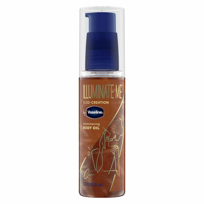 Picture of Vaseline Illuminate Me Shimmering Body Oil Created for Melanin Rich Skin, Illuminates Skin with Finishing Touch of Shimmer for Glowing Skin 3.3 oz