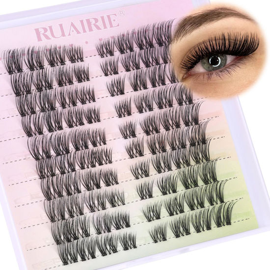 Picture of Lash Clusters Eyelash Extensions Wispy Eyelash Clusters Clear Band Cluster Lashes Extensions 80pcs 8-16MM DIY Individual Lashes by Ruairie