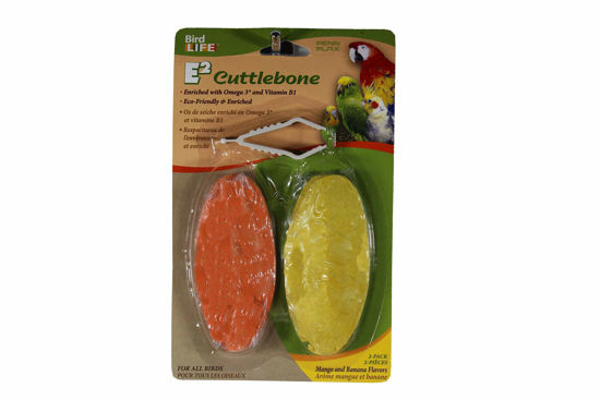 Picture of Penn-Plax Bird-Life Flavored E2 Cuttlebone 2 Pack - Mango and Banana - Great for All Birds