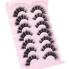 Picture of JIMIRE Mink Lashes Natural Look Silk False Eyelashes Fluffy Cat Eye 6D Wispy Faux Mink Lashes Flat Soft Strips 15MM Fake Lashes 7 Pairs Pack