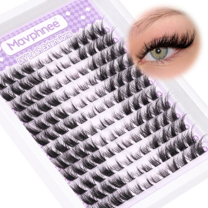 Picture of Mavphnee Lash Clusters Fluffy Cluster Eyelash Extensions 144 Pcs Fox Eye Lashes Left & Right Individual Lashes Wispy DIY Lash Extension Natural Cluster Lashes Pack