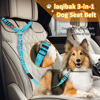 Picture of Removable Dog Seat Belt Harness for Car, 3 in 1 Pet Dog Car Seatbelt Leash, Retractable Restraint Secures to Vehicle Headrest & Adjustable Reflective Bungee Dog Seatbelt Tether with Poop Bag Holder