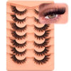 Picture of ALICROWN False Eyelashes, 7 Pairs Fluffy Cat Eye, Wispy Strip False Lashes, Mink Lashes, Long Volume, Fake Eyelashes, Cruelty Free, Black