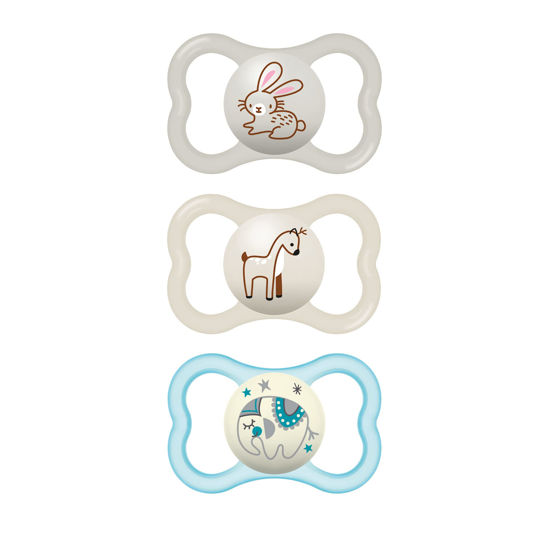 Picture of MAM Air Night & Day Baby Pacifier, for Sensitive Skin, Glows in The Dark, 3 Pack, 6-16 Months, Unisex