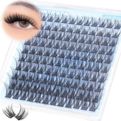 Picture of PHKERATA Wispy Eyelash Clusters Natural Lash Clusters 120 pcs Individual Lashes Clusters DIY Cluster Eyelash Extensions with Soft Lash Band, 10-16 mm