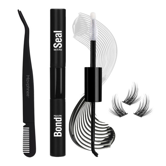 Picture of Lash Bond and Seal with Lash Tweezers Kit 2 in 1 Lash Glue and Eyelash Applicator with Comb Waterproof Cluster Lashes Adhesive and Tweezers Pack