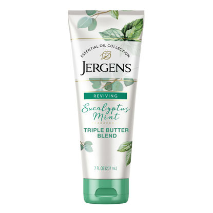 Picture of Jergens Eucalyptus Mint Body Butter, Infused with Essential Oils, Helps to Relieve Stress, for All Skin Types, Great Size for Travel, 7 Fluid Ounce