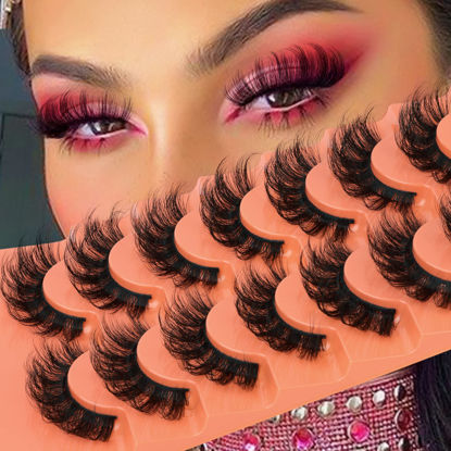 Picture of Mink Lashes Fluffy Dramatic Full False Eyelashes Volume Wispy Bushy 18MM Thick Fake Lashes Look Like Eyelash Extensions Pestañas7 Pairs Pack by JIMIRE