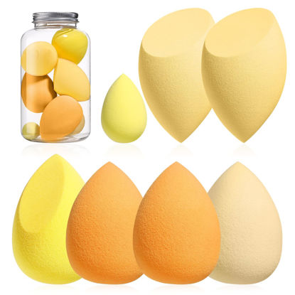 Picture of Makeup Sponge Set BS-MALL Blender Sponges 7 Pcs for Liquid, Cream, and Powder, Multi-colored with 1 Mini Makeup Sponge Pink (D-Yellow)