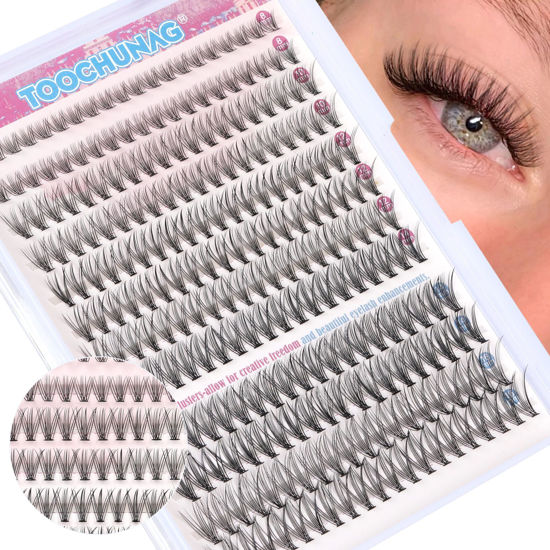 Picture of 20D Lash Clusters 240pcs Natural Eyelash Clusters Wispy Cluster Lashes Extension 8-16mm C Curl Individual Lashes DIY Eyelash Extensions by TOOCHUNAG