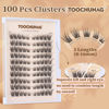 Picture of TOOCHUNAG Lash Clusters 8-16 Natural Eyelash Clusters 100pcs C Curl Wispy Individual Lashes Left&Right DIY Lash Extension Thin Band Cluster Eyelashes Extensions