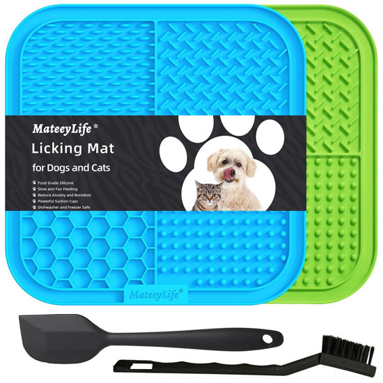 Picture of MateeyLife 2PCS Large Lick Mat for Dogs and Cats, Licking Mats for Dog Anxiety Relief, Cat Peanut Butter Lick Pad for Boredom Reducer, Dog Treat Mat Perfect for Bathing Grooming Green&Blue