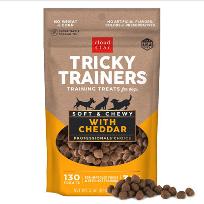 Picture of Cloud Star Tricky Trainers Soft & Chewy Dog Training Treats 5 oz Pouch, Cheddar Flavor, Low Calorie Behavior Aid with 130 treats