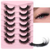 Picture of JIMIRE Mink Lashes Fluffy Cat Eye Natural False Eyelashes Volume Wispy Faux Mink Lashes Fox Eye Crossed 16MM Fake Lashes Look Like Eyelash Extensions Pestañas 7 Pairs Pack