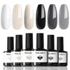 Picture of modelones White Black Gel Nail Polish Set - 6 Colors Black Milky White Neutral Nude Grey Glitter Spring Gel Nail Polish Kit Soak Off Nail Lamp Gel Kit Gel Nail Art Vday Gift for Women